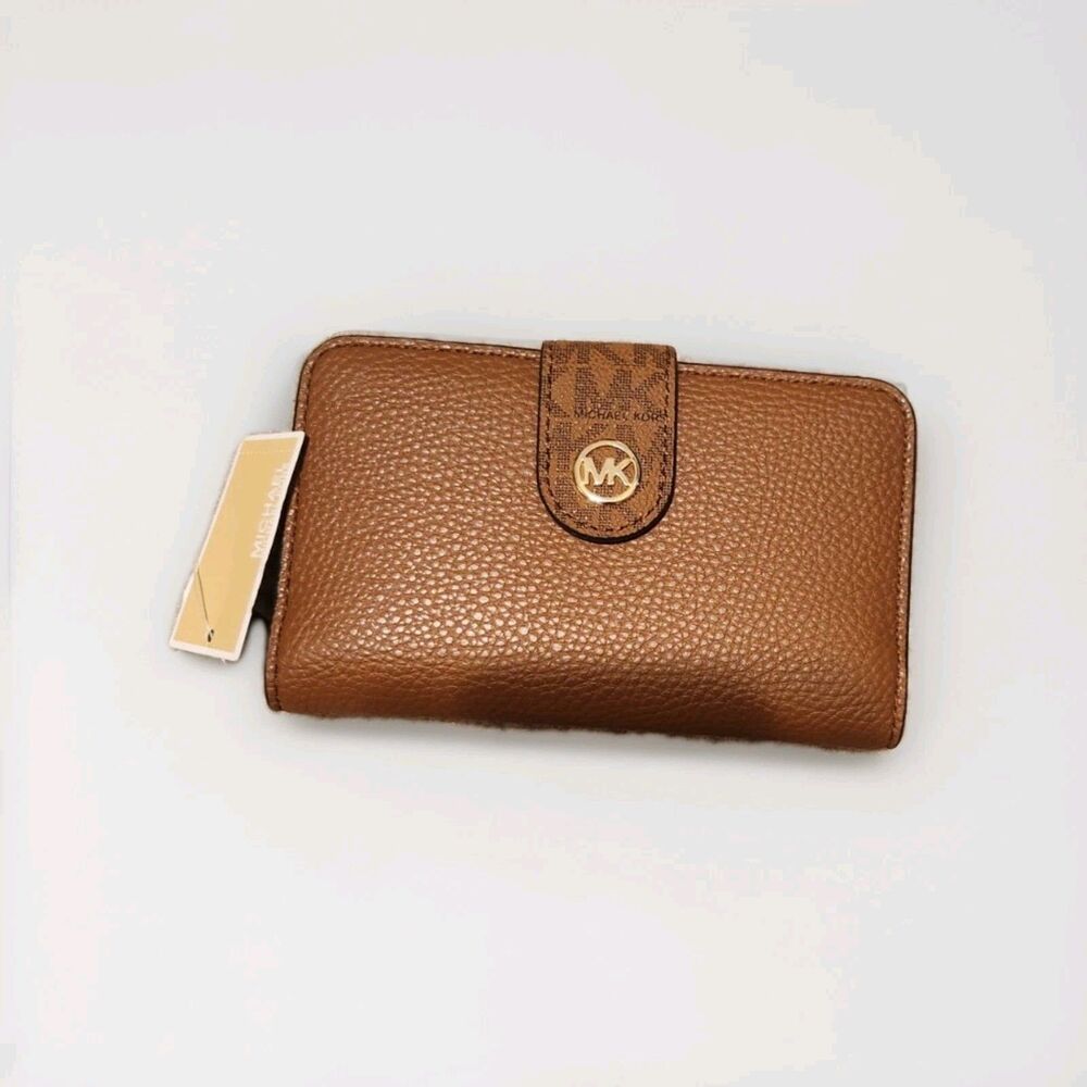 NWT Michael Kors Jet Set Luggage Medium Bifold Wallet - Tan 38S6GJ6F8V